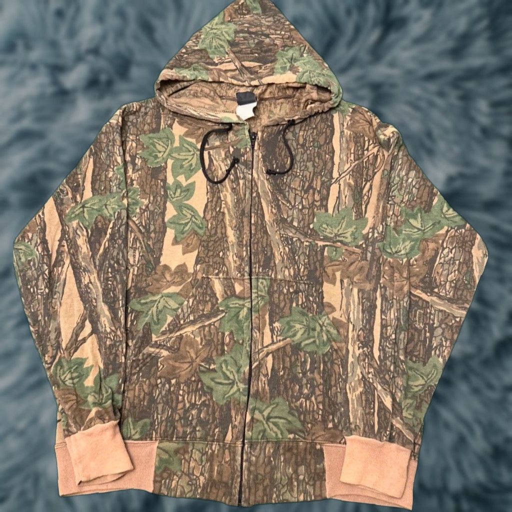 VINTAGE 80s 90s Real Tree Realtree Camo Hoodie Jacket Men Large