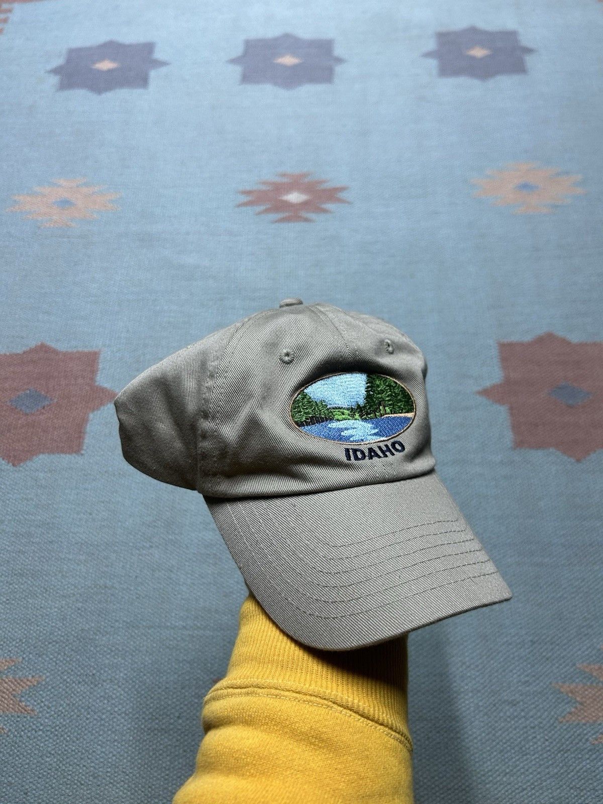 Vintage Vtg strapback hat Idaho river nature embroidered beige tan Size ONE SIZE - 1 Thumbnail