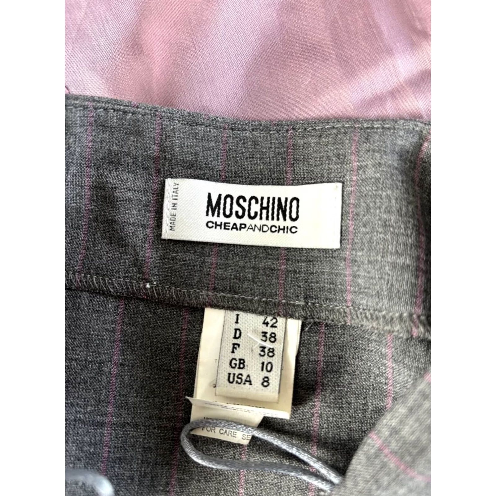 Moschino Moschino 2 Piece Plaid Lana Wool Blend Suit Gray Womens Size 42 Jacket Two-Button Double-Vented Regular Front Style Classic Modern Inseam 28 Size 28" / US 6 / IT 42 - 7 Thumbnail