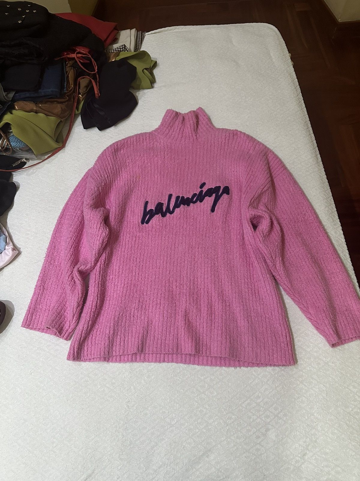 Balenciaga PINK RIBBED LOGO EMBOSSED COTTON BLEND TURTLENECK Grailed