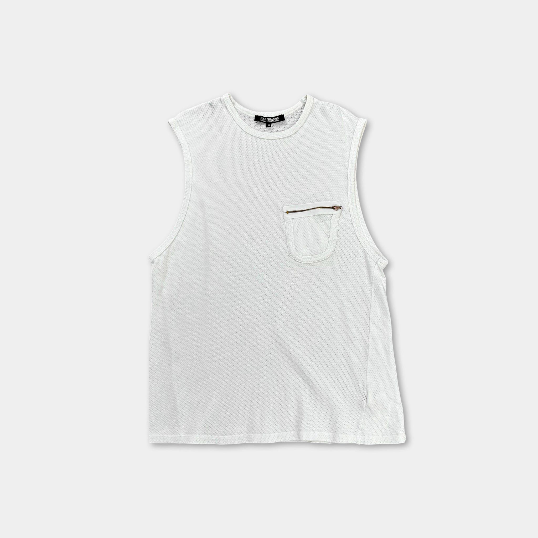 Raf Simons Raf Simons 2005 Zipper-Pocket Sleeveless White Tank Top Size US M / EU 48-50 / 2 - 1 Thumbnail