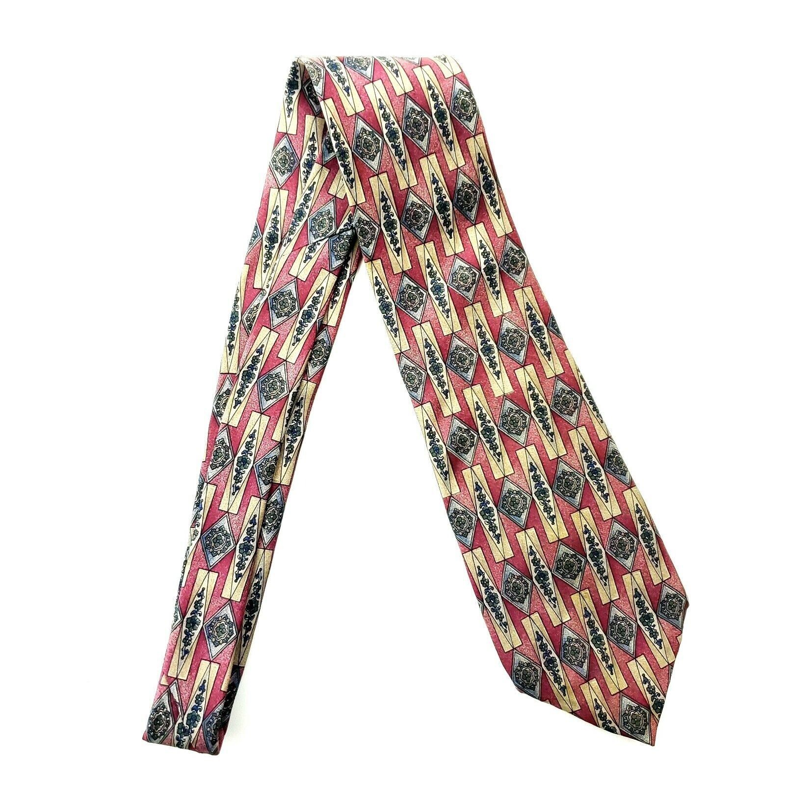 Savile Row Savile Row Red Abstract Silk Tie Print Wide Size ONE SIZE - 6 Thumbnail