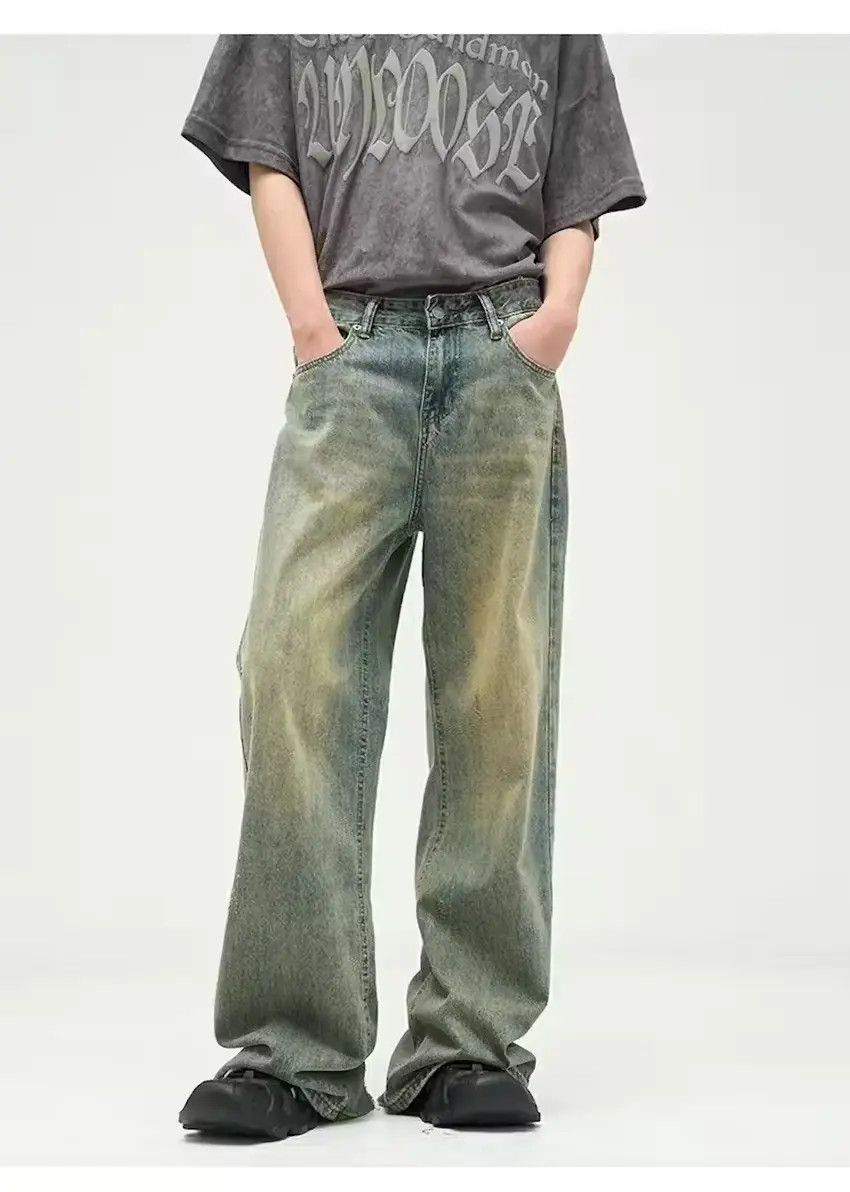 Designer × Japanese Brand Washed blue y2k dirty flared faded baggy jeans Size US 34 / EU 50 - 3 Thumbnail