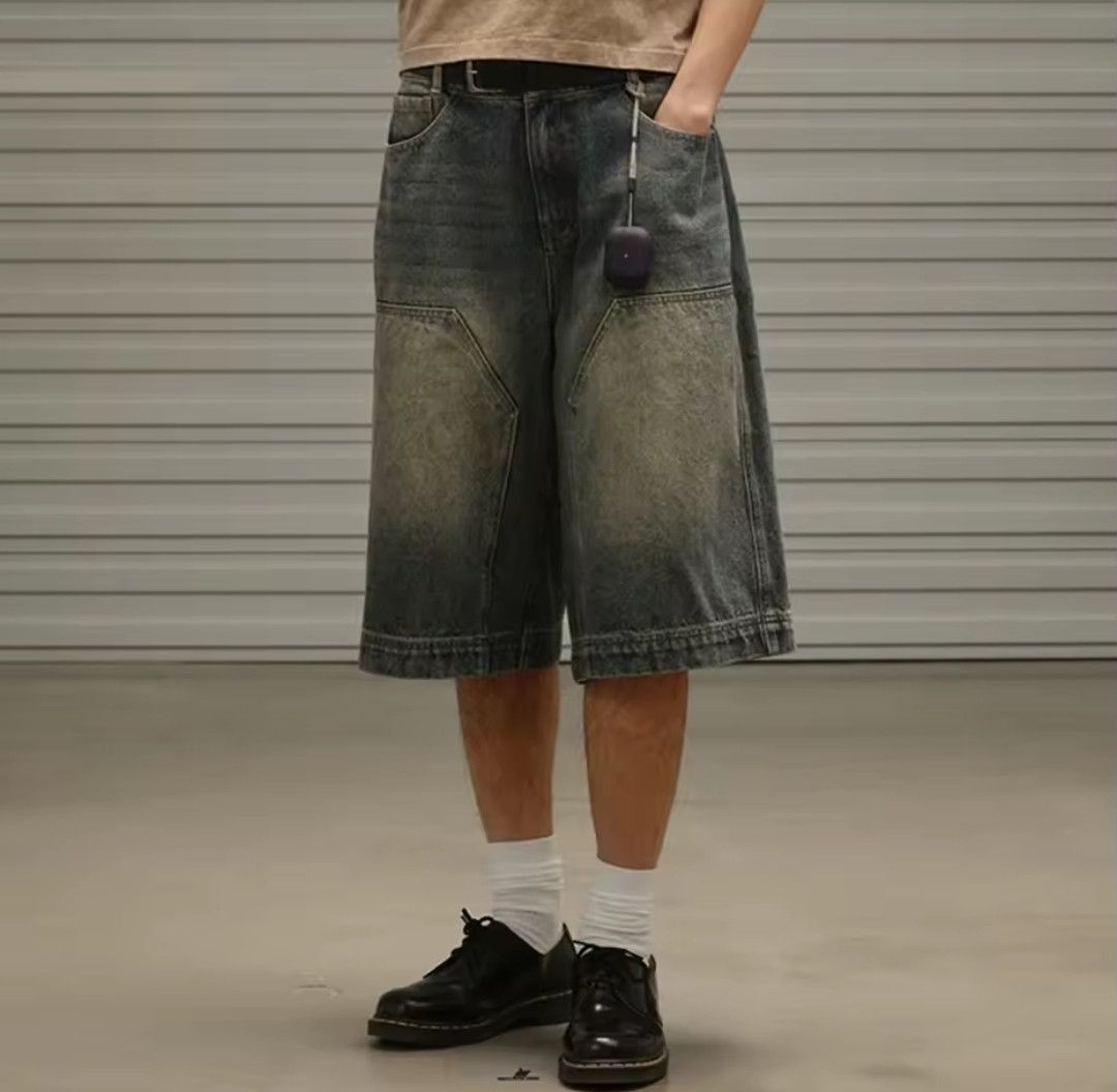 Japanese Brand Double knee Denim Jorts Vintage Style Baggy Hip Hop Party Size US 32 / EU 48 - 4 Thumbnail