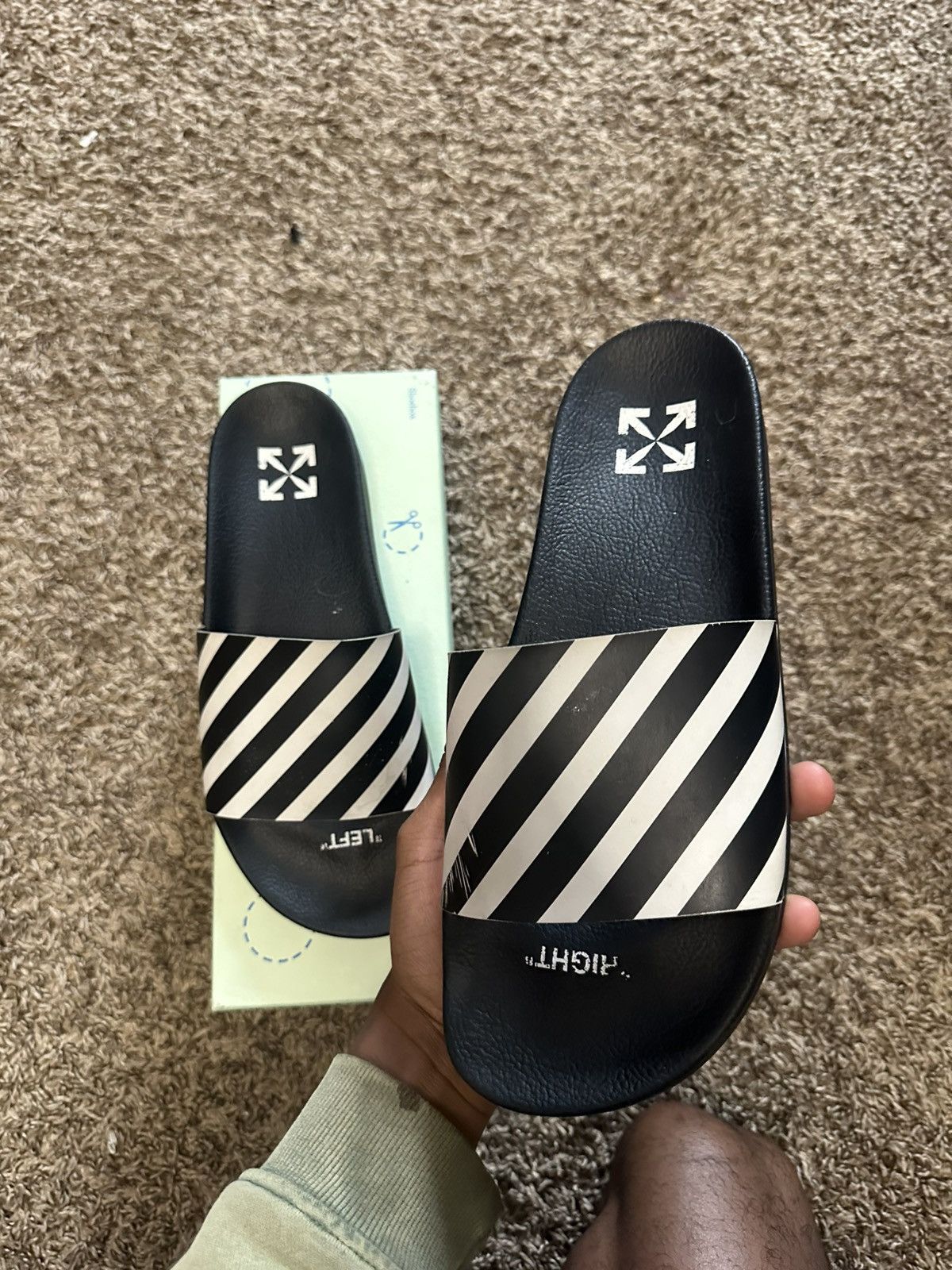 Off-White Off White " Left Right " Slides Size US 12 / EU 45 - 1 Thumbnail
