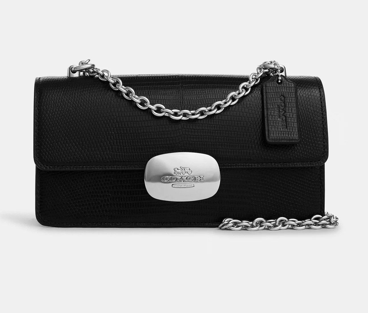 image of Coach Eliza Flap Crossbody in Silver/Black, Women's