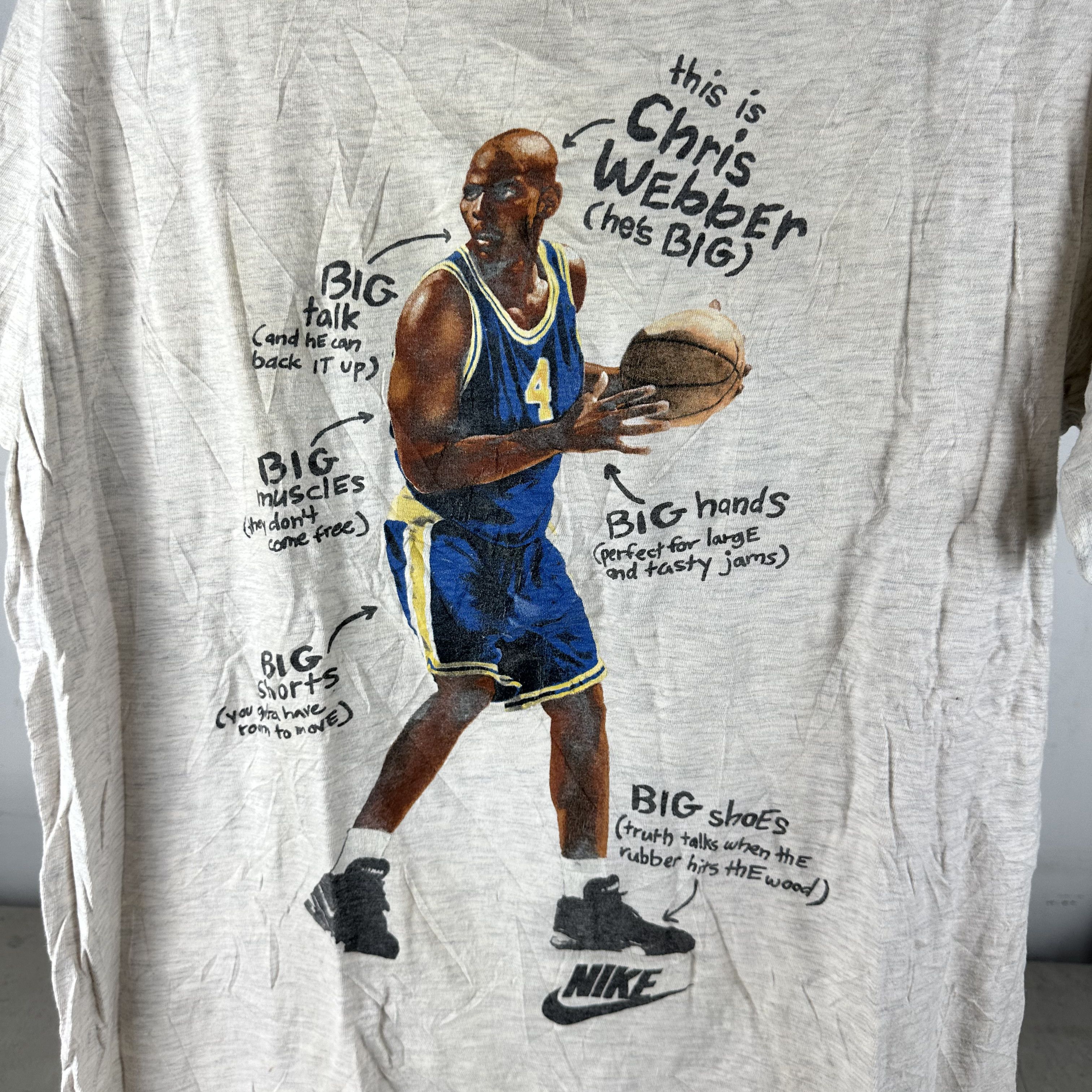 Vintage 90s Nike Basketball Chris Webber Big Man Big Game T-shirt Size US XL / EU 56 / 4 - 2 Thumbnail