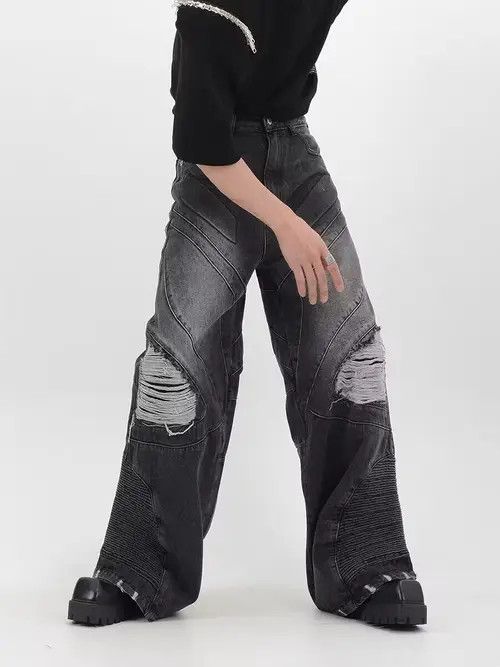 VIBE Retro punk heavy-duty washed distressed ripped jeans Size US 32 / EU 48 - 5 Thumbnail
