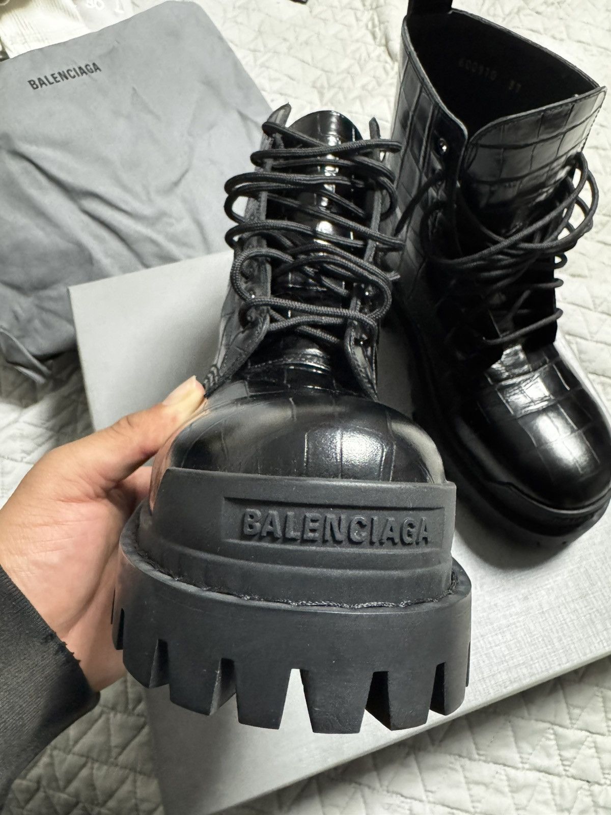 Balenciaga Balenciaga Crocodile Embossed Strike Boots Size US 7 / IT 37 - 2 Thumbnail