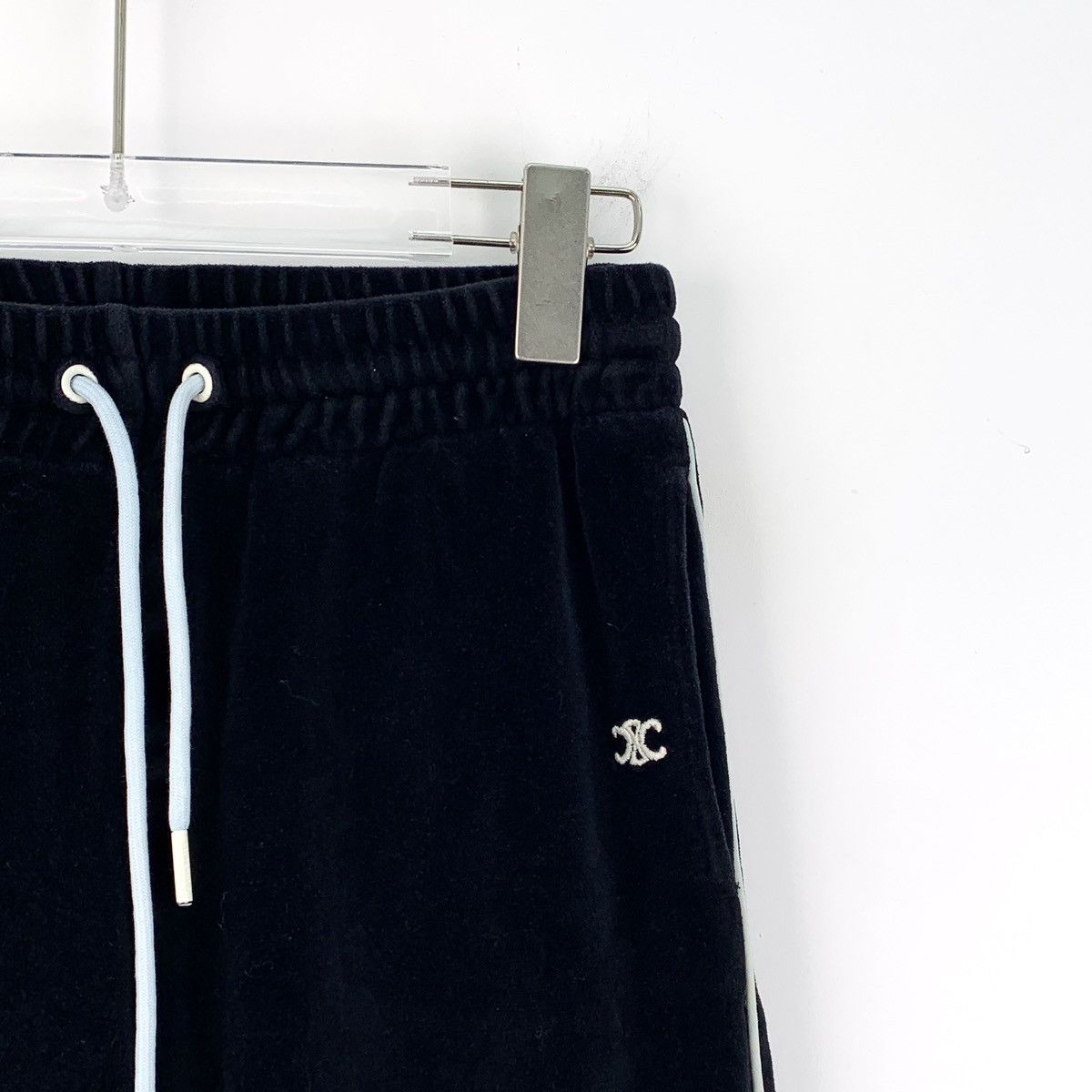 Celine Celine Black Logo Embroidered Cotton Casual Pants K26WX Size 26" / US 2 / IT 38 - 4 Thumbnail