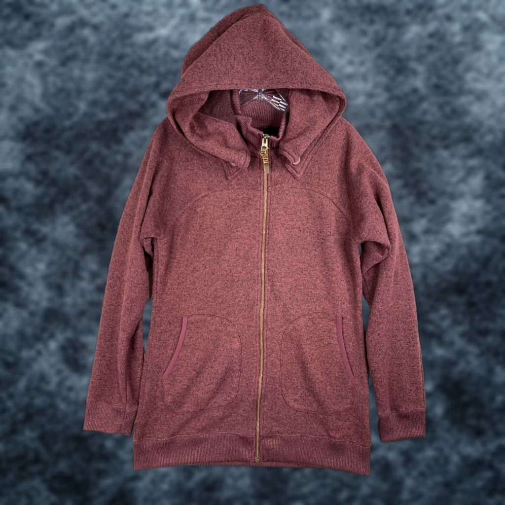 Burton Burton Womens Sweater Full Zip Hoodie Sz L Burgundy Pockets Long Fleece Knit Size L / US 10 / IT 46 - 1 Thumbnail