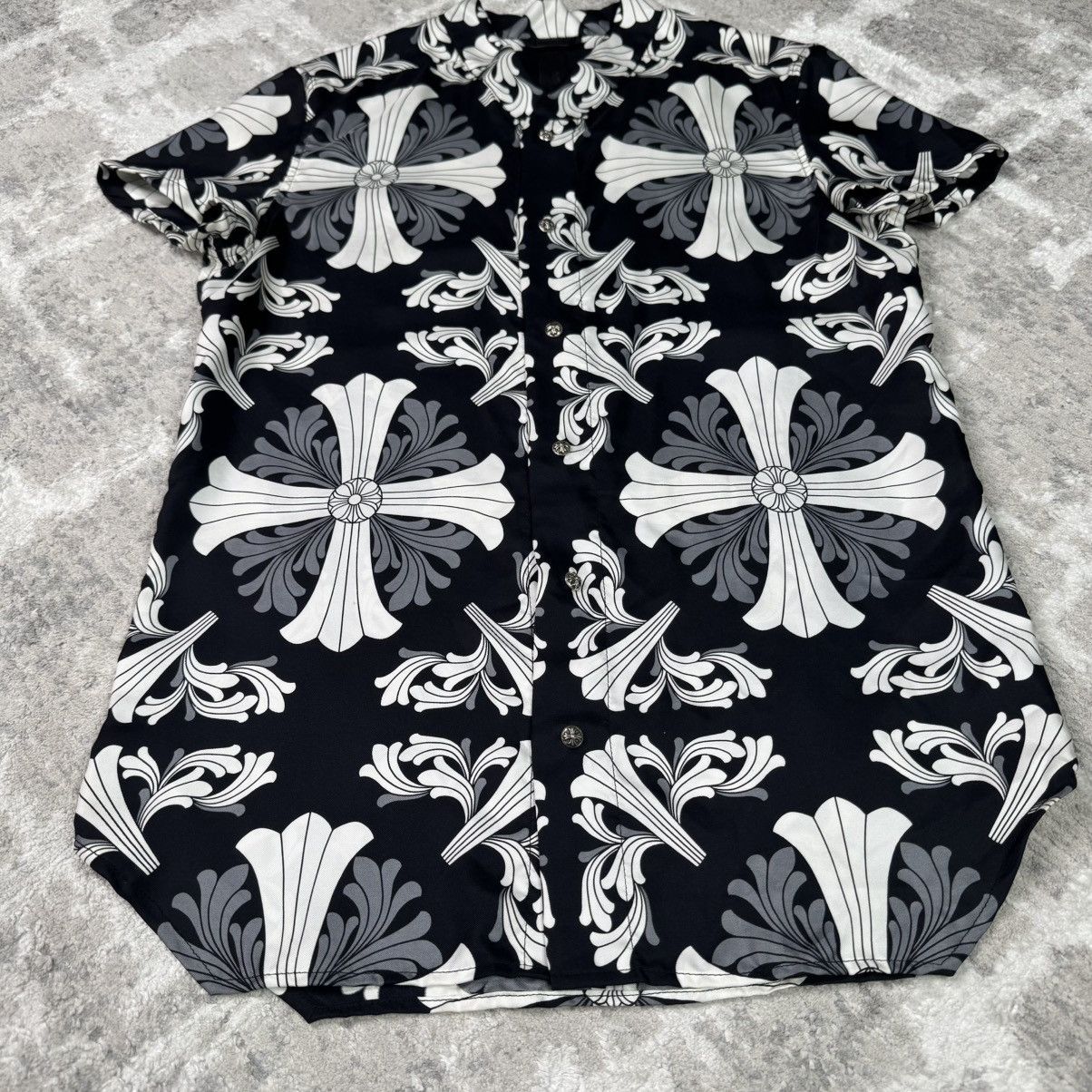 Chrome Hearts Silk plus cross button up short sleeve shirt Size US M / EU 48-50 / 2 - 2 Thumbnail