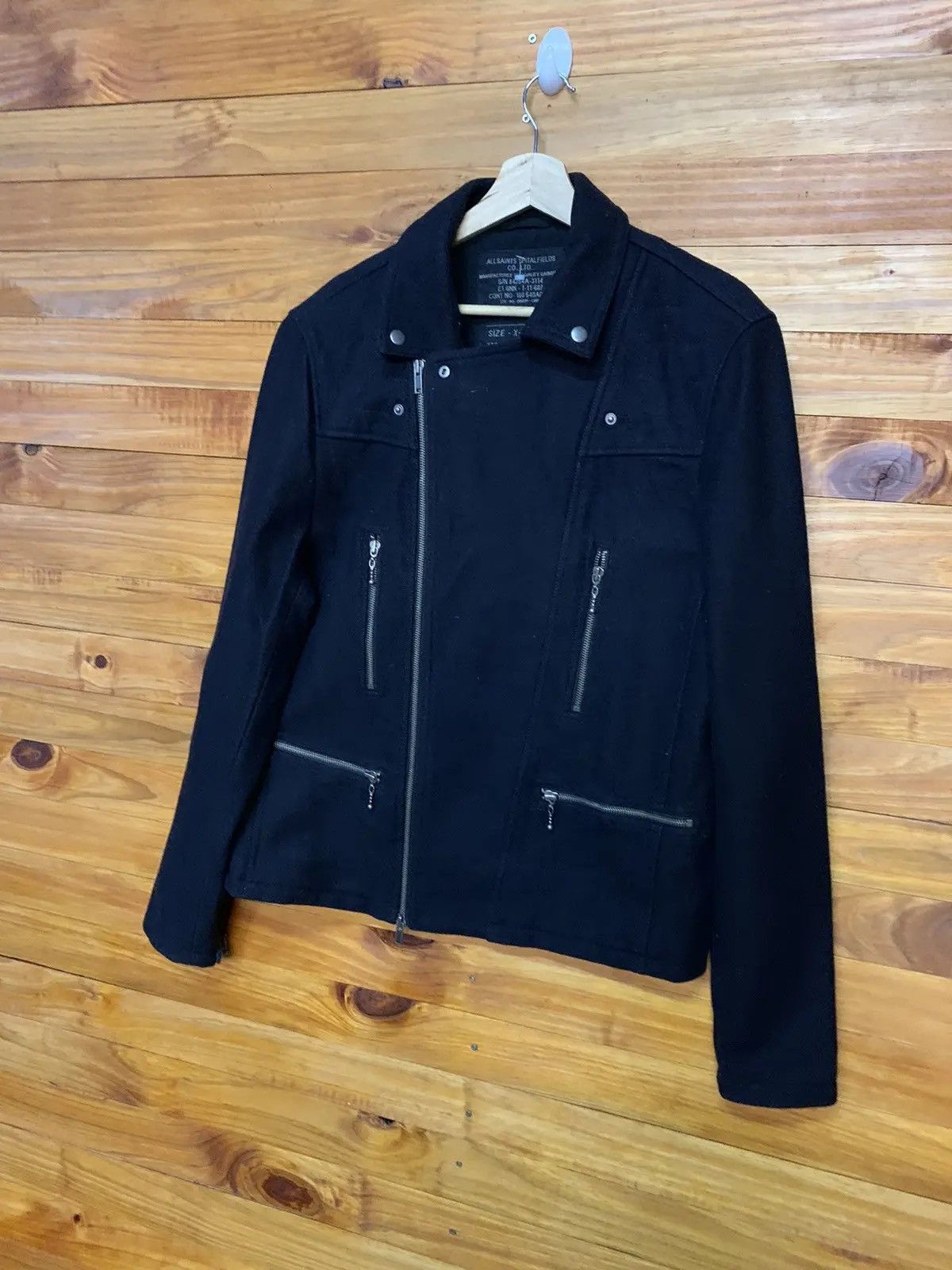 Allsaints AllSaints Spitalfields Wool Biker Jacket – Men’s Black Moto Size US XL / EU 56 / 4 - 5 Thumbnail