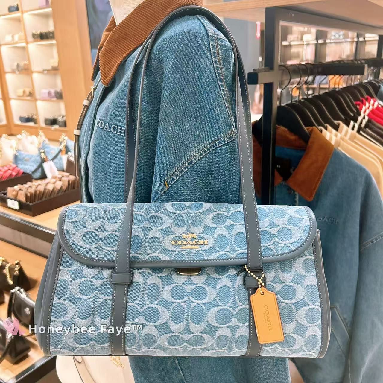 Coach Bridget Flap Shoulder Bag In Signature Denim CDE94 Size ONE SIZE - 2 Thumbnail