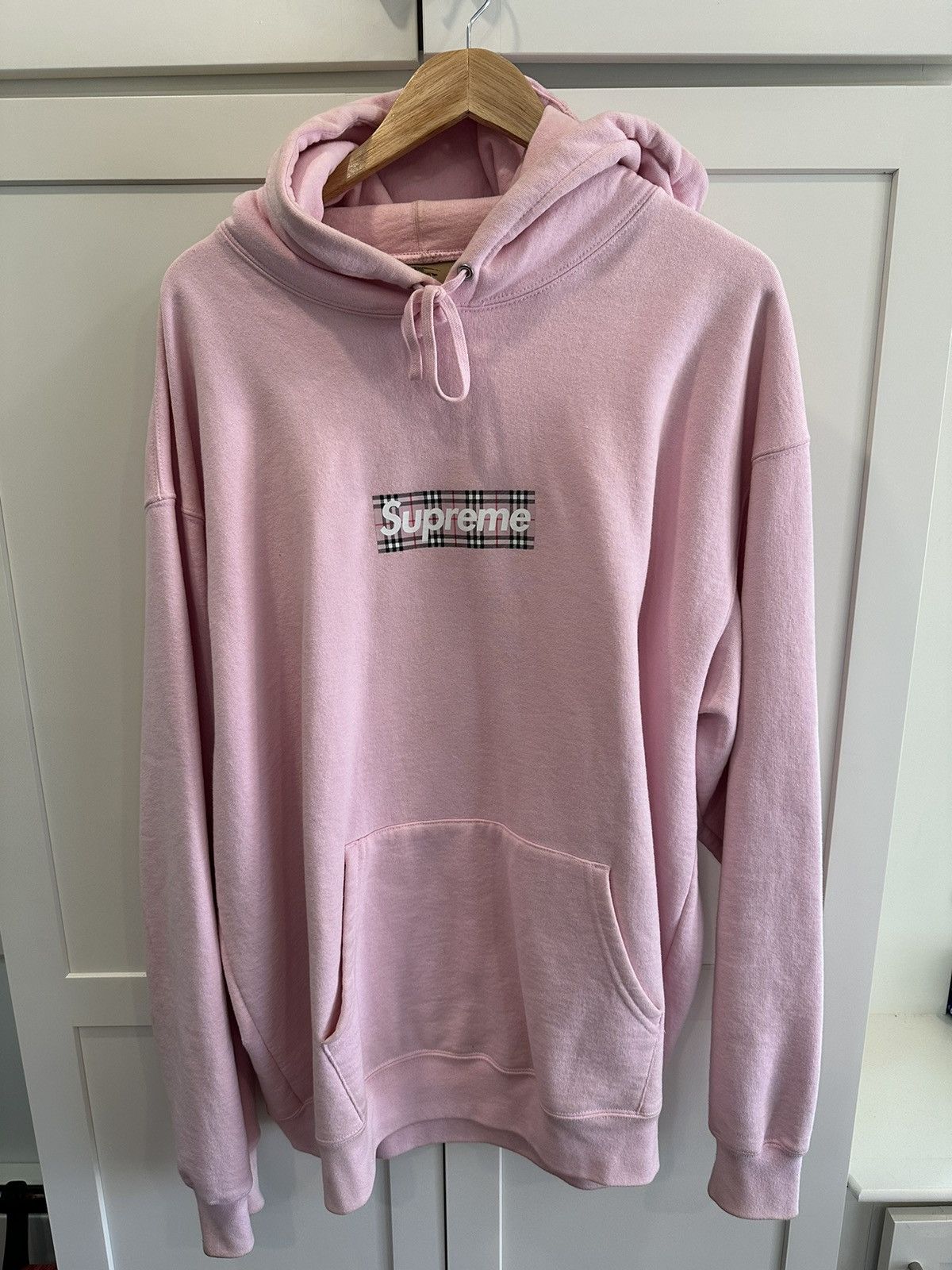 Supreme Burberry Box Logo Hooded Sweatshirt Light Pink | Supreme