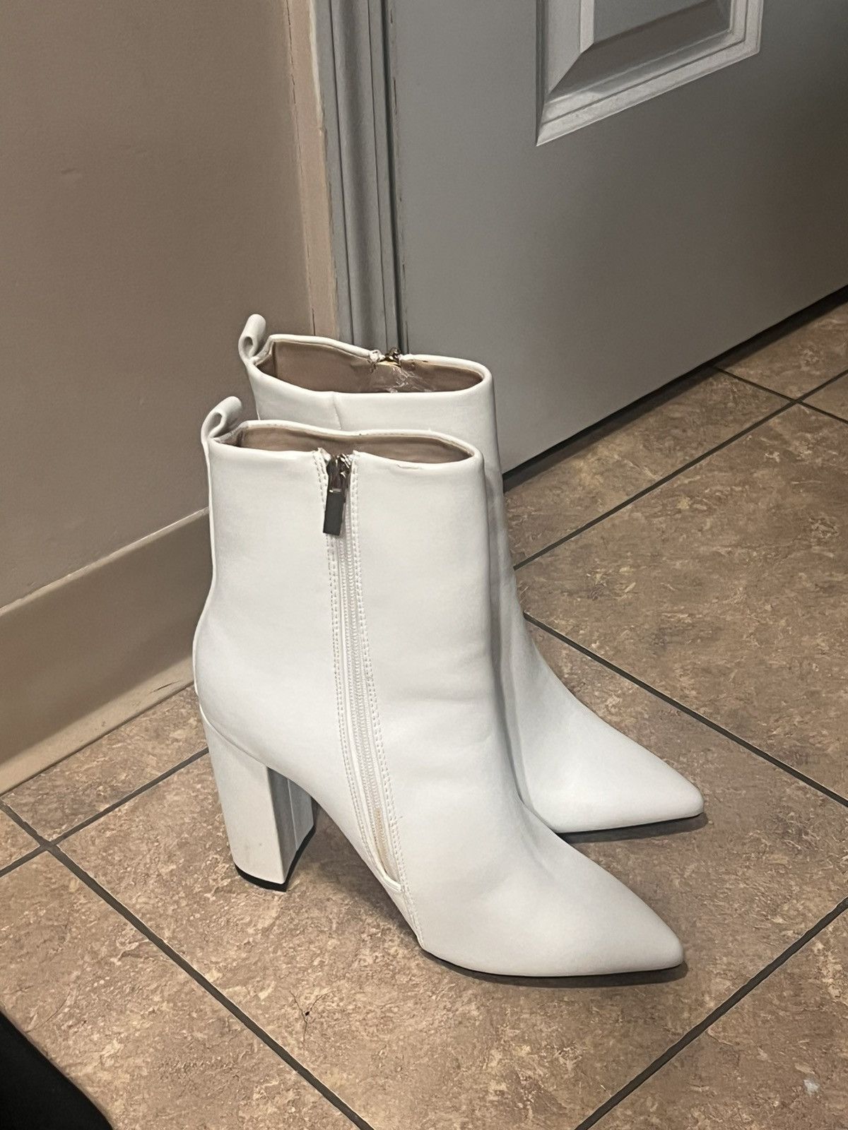 Other White Leather ankle boots with Block heel Size US 4.5 / IT 34.5 - 1 Thumbnail