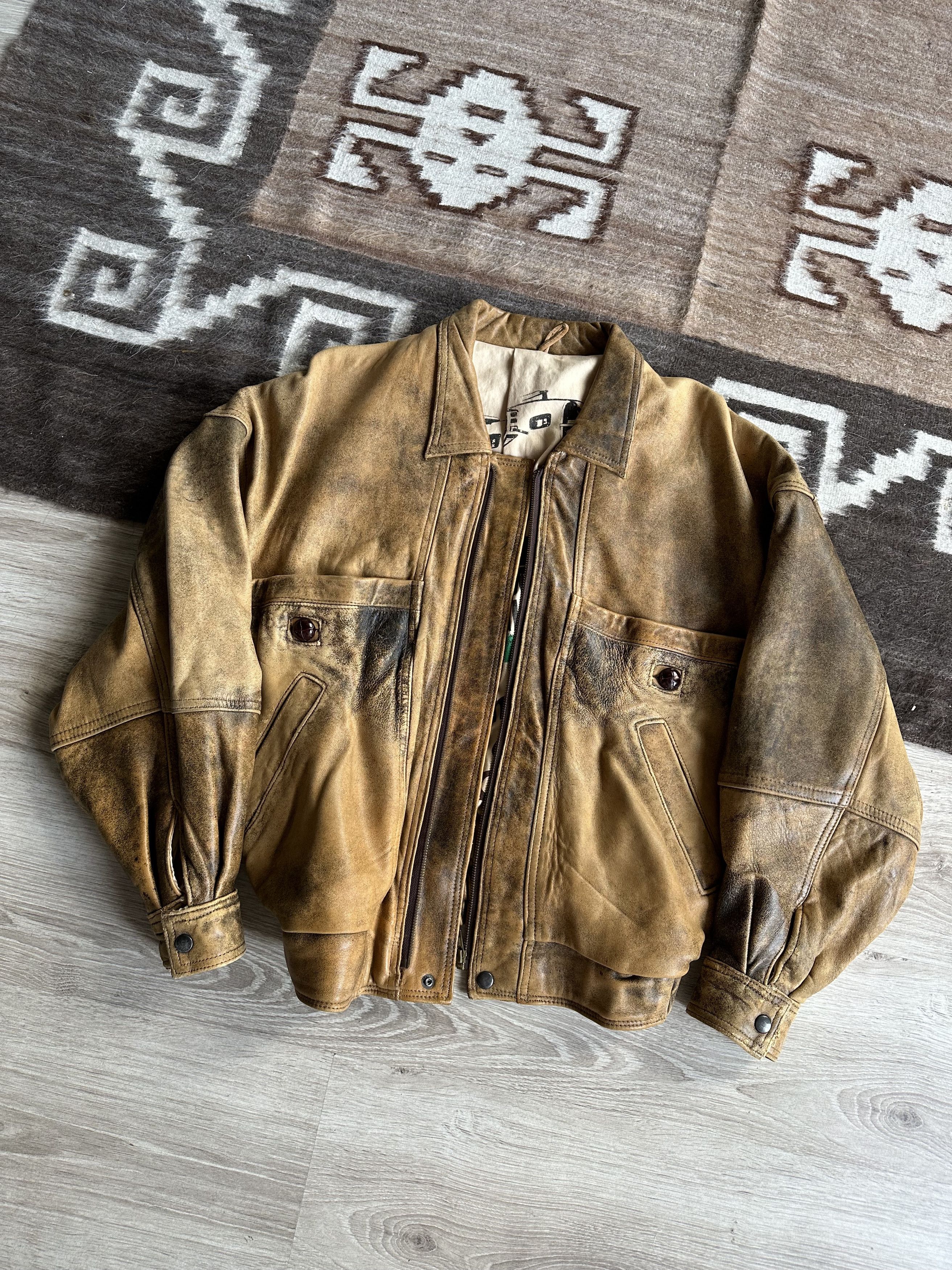 Vintage Bronx Original UK Vintage Leather Faded Bomber Jacket 7528AC Size US M / EU 48-50 / 2 - 1 Thumbnail