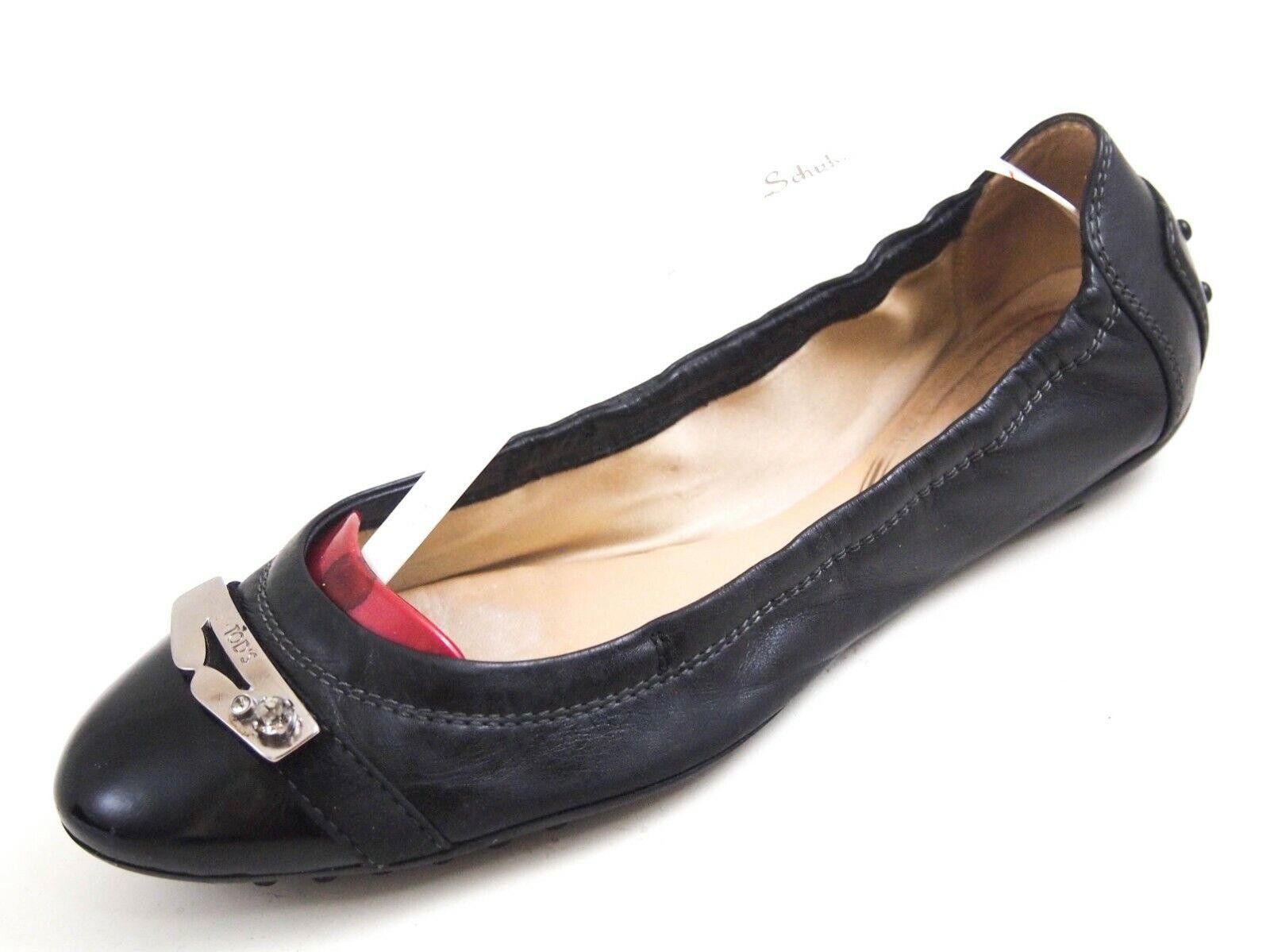 Tod's Tods Flats Black Leather Metal Penny Strap EU36 US 6 Size US 6 / IT 36 - 2 Thumbnail