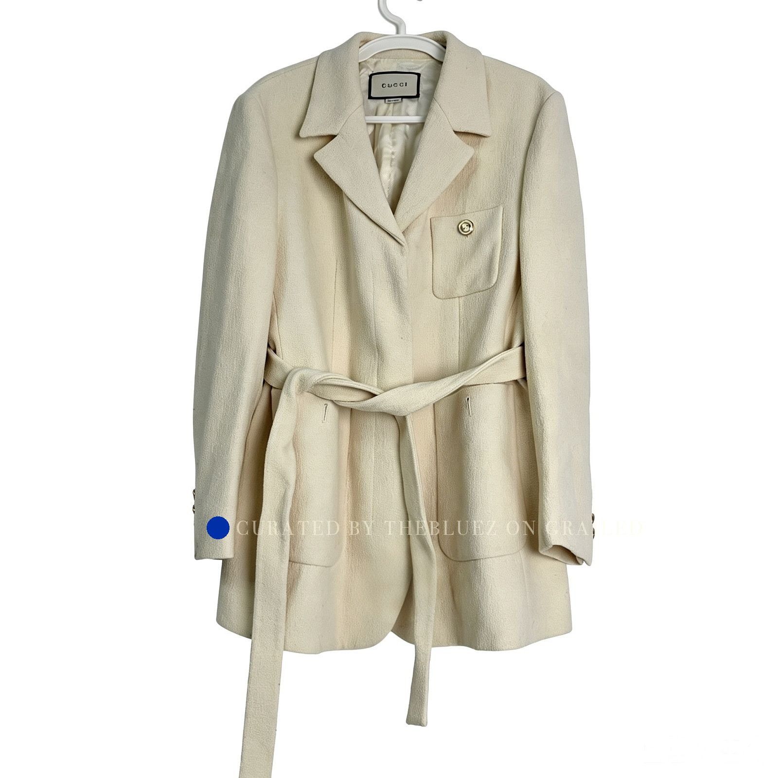 Gucci Beige Wool Belted Jacket in Size M Size US M / EU 48-50 / 2 - 1 Thumbnail