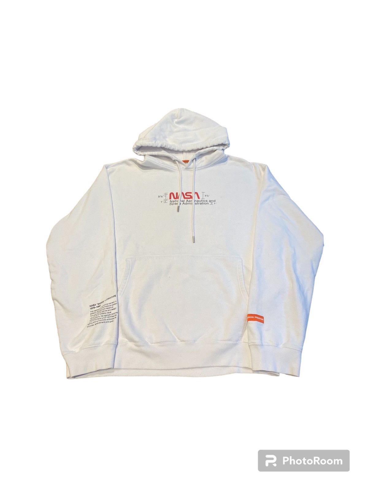 image of Heron Preston Nasa White Hoodie, Men's (Size Large)
