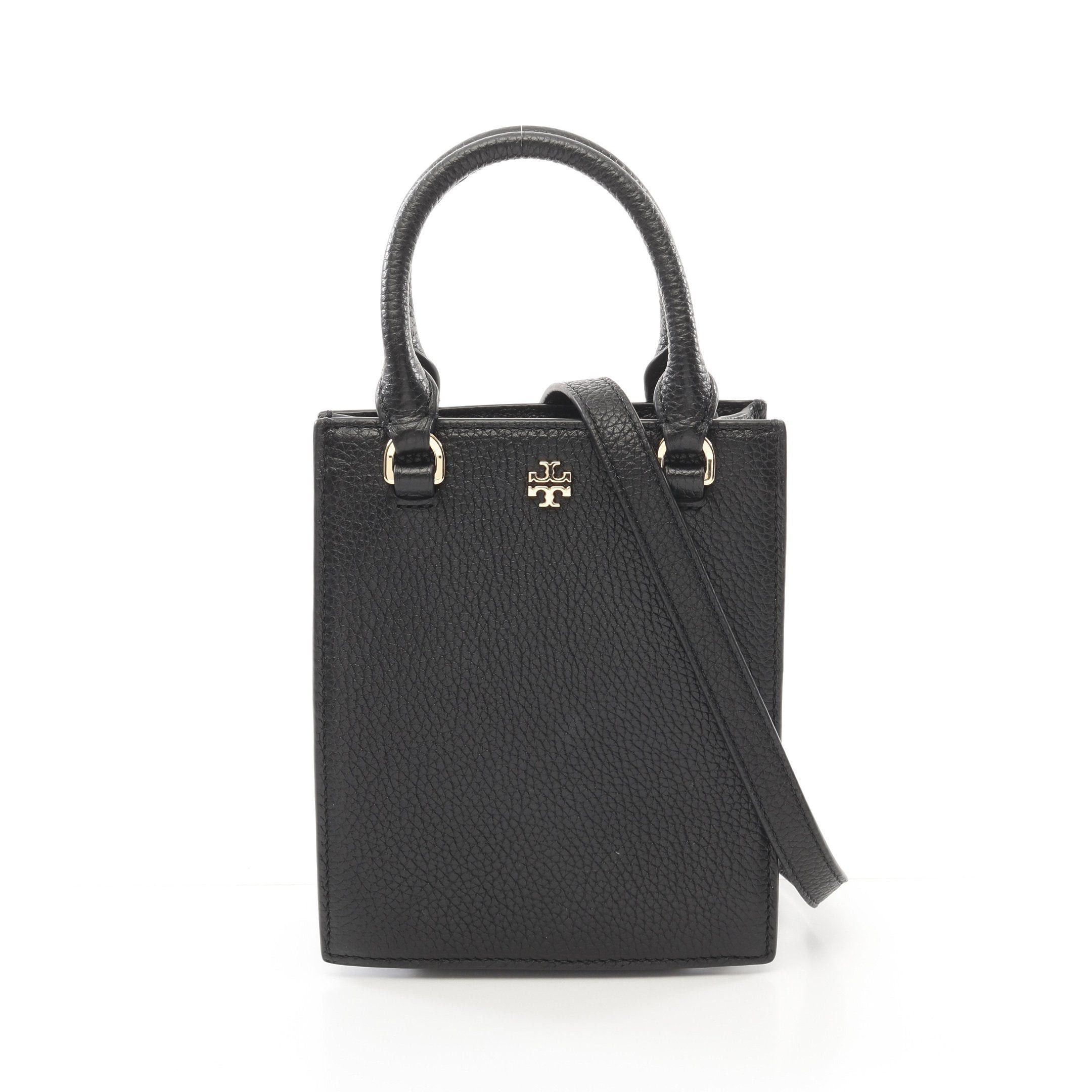 Tory Burch Blake Mini Shopper Break Handbag Tote Bag Leather Black, Women's