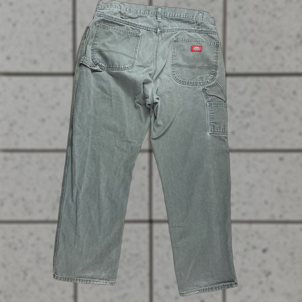 Dickies Dickies Pants Mens Carpenter Workwear 38x32 Green Cotton Canvas Dickies Logo Pockets Straight Front Relaxed Rise Mid Solid лиц Size US 38 / EU 54 - 1 Thumbnail