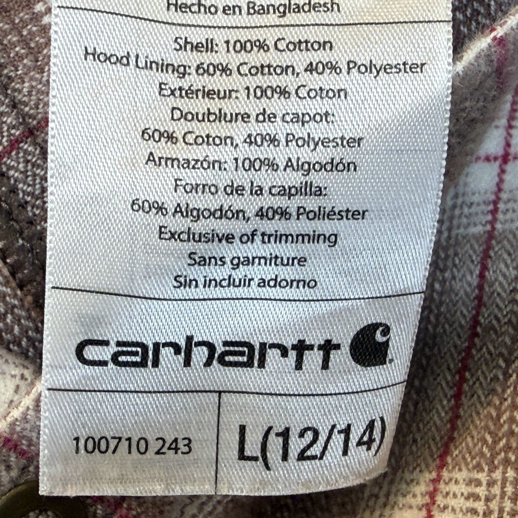 Carhartt VINTAGE Carhartt Hooded Snap Front Lightweight Flannel Shirt Top Brown Plaid Women’s Large 12/14 Long Sleeve Outdoor Workwear Size L / US 10 / IT 46 - 7 Thumbnail