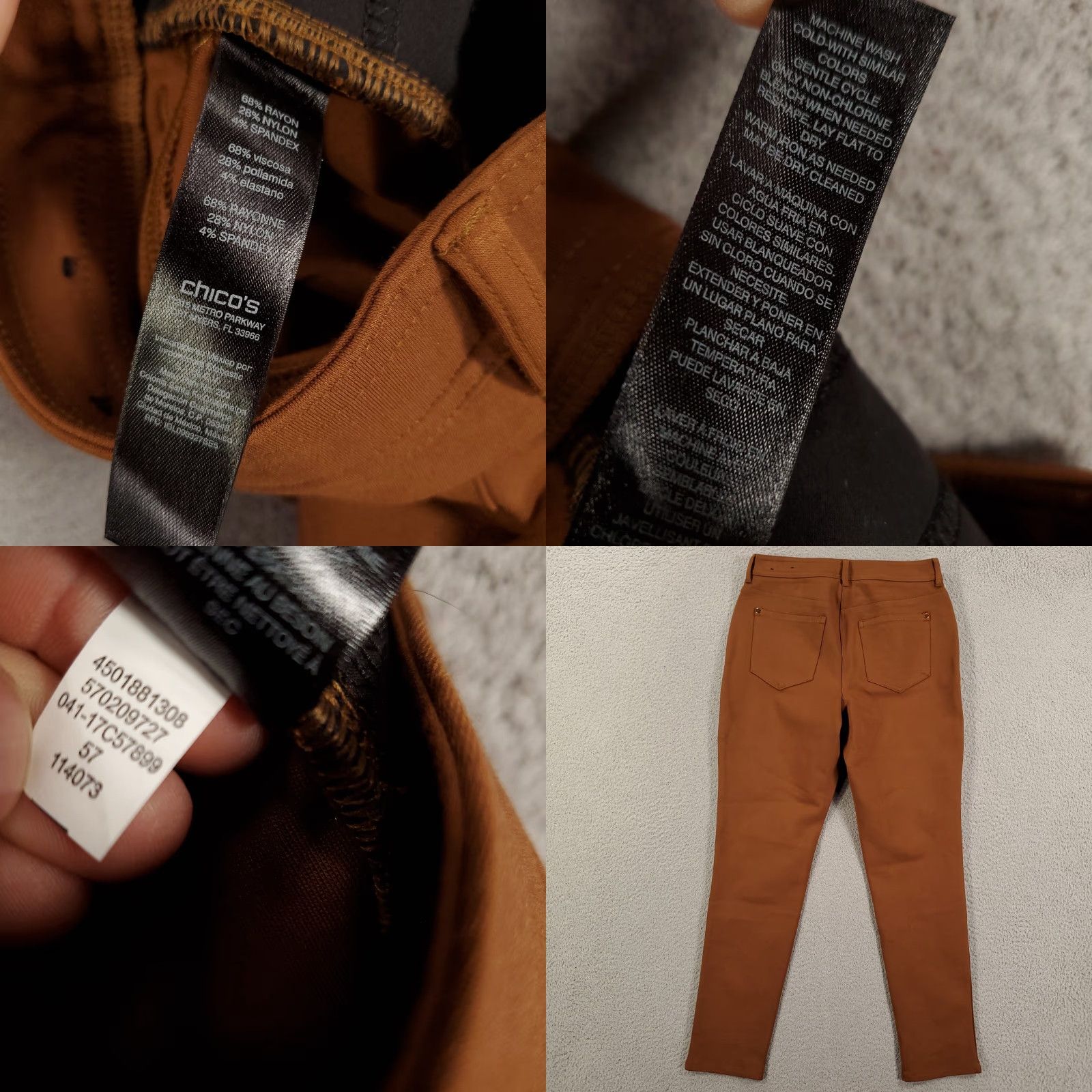 Vintage VINTAGE Chico's Womens Slim Ankle Pants 2XS Brown Ponte Casual Stretch City Fall Size 26" / US 2 / IT 38 - 8 Thumbnail