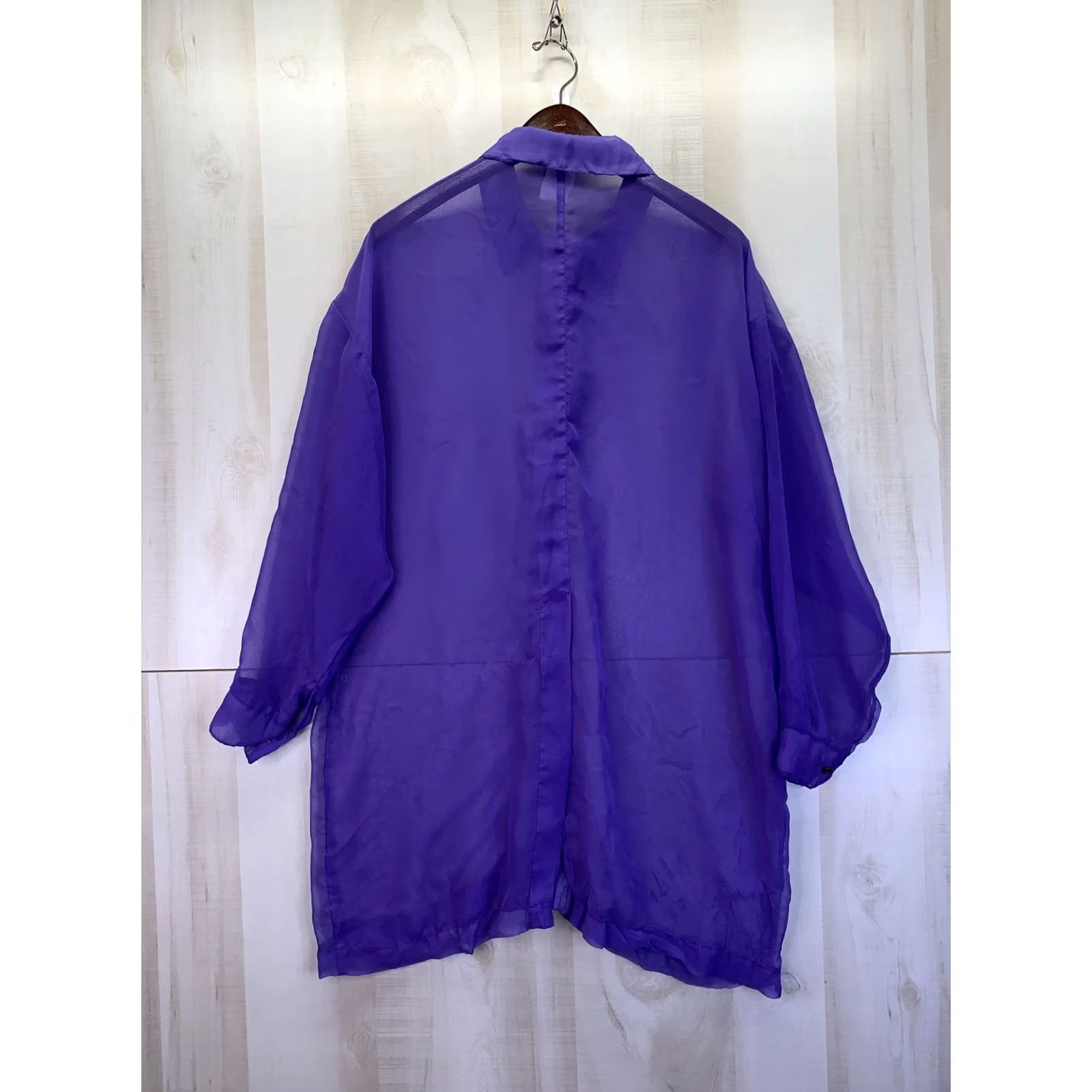 Vintage VINTAGE Knapp Studios Shirt Dress Womens Small USA Made-8655 Pink Purple Sheer Polyester 1990s-2000s Men/Women? Size S / US 4 / IT 40 - 6 Thumbnail