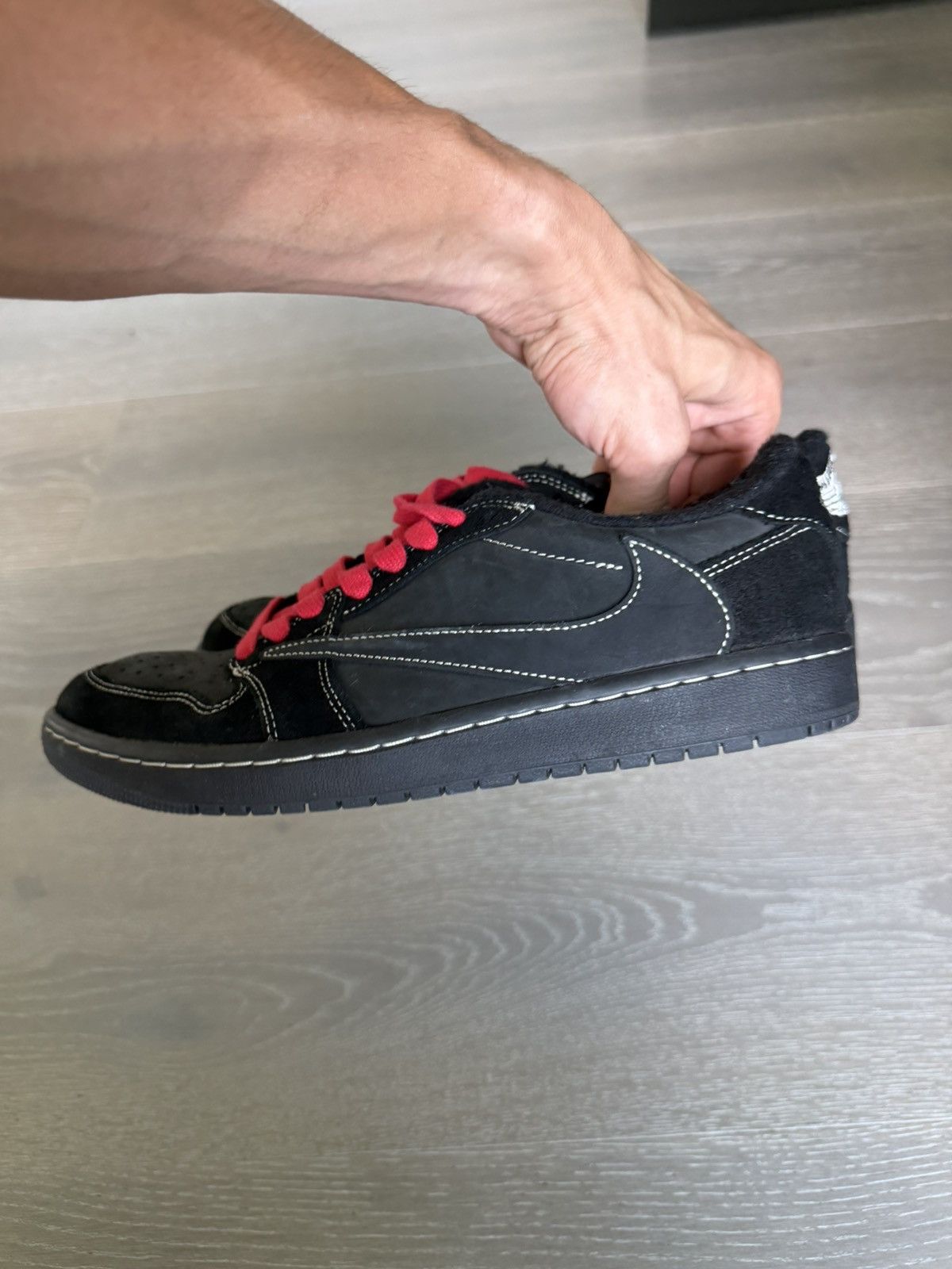 Nike Jordan 1 Retro Low OG SP Travis Scott Black Phantom Size US 9.5 / EU 42-43 - 3 Thumbnail