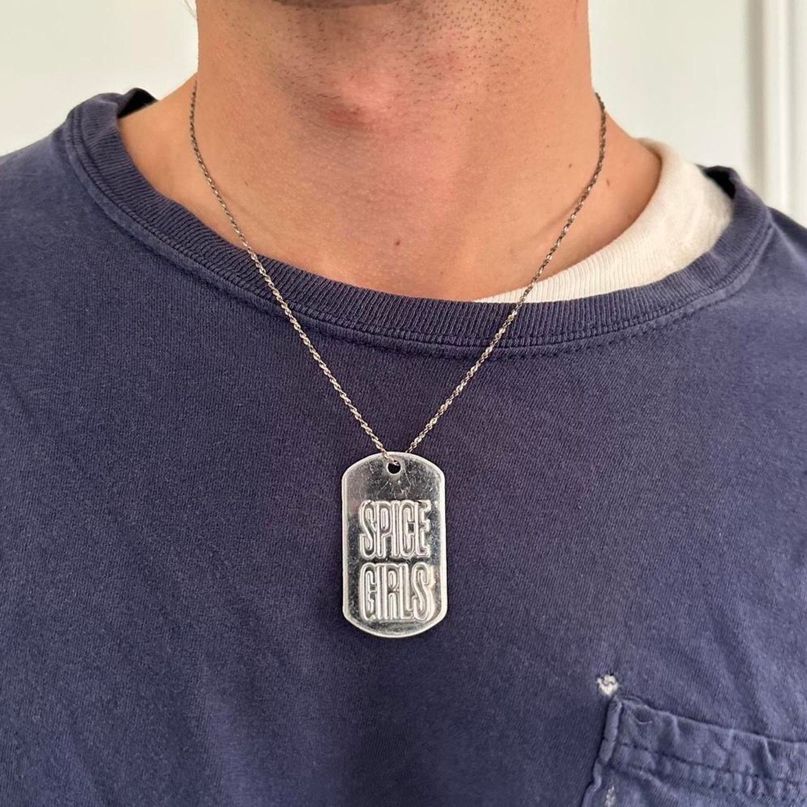 Vintage Vintage Y2K Spice Girls 925 Silver Dog Tag Pendant Necklace Size ONE SIZE - 7 Thumbnail