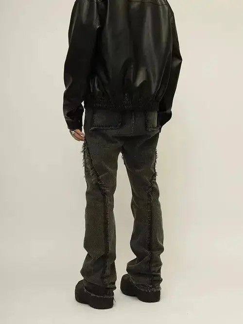 Japanese Brand × Jean Retro distressed patchwork raw edge bootcut jeans Size US 32 / EU 48 - 2 Thumbnail