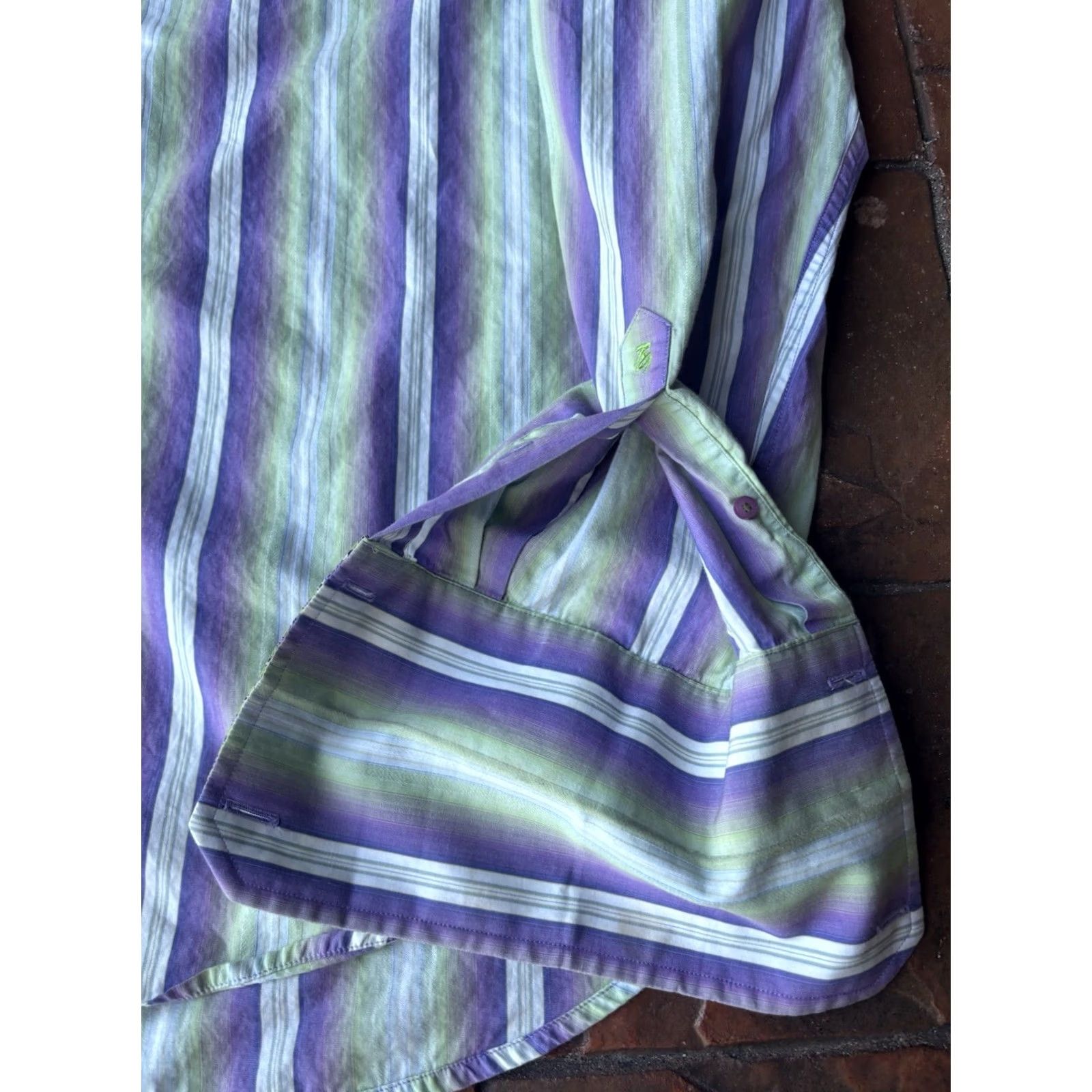 Robert Graham VINTAGE Robert Graham Button Down Striped Blue Dress Shirt Men’s XL Flip Cuff Size 46R - 7 Thumbnail