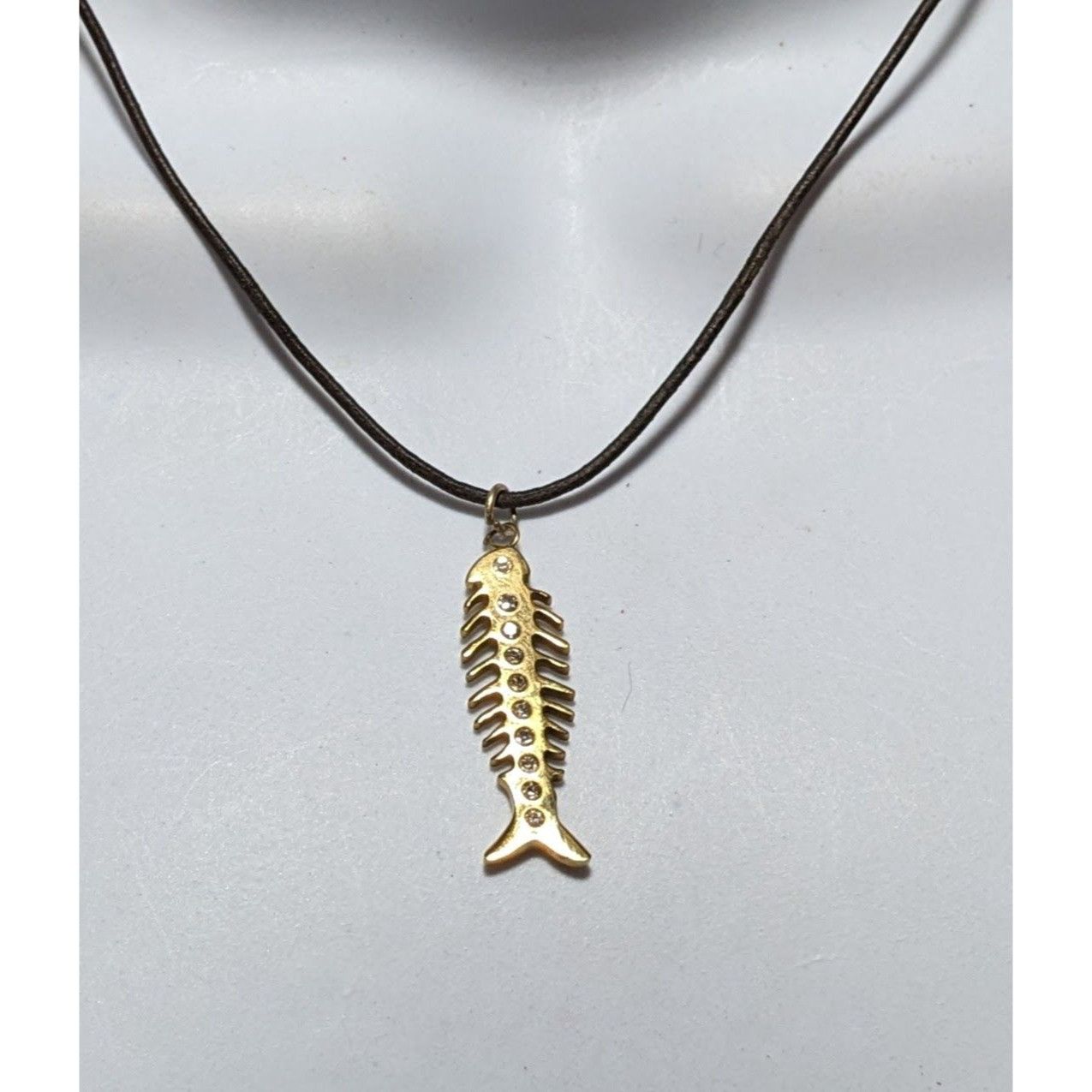 Other Glam Goth Fishbone Gold Sterling Pendant Necklace Size ONE SIZE - 7 Thumbnail