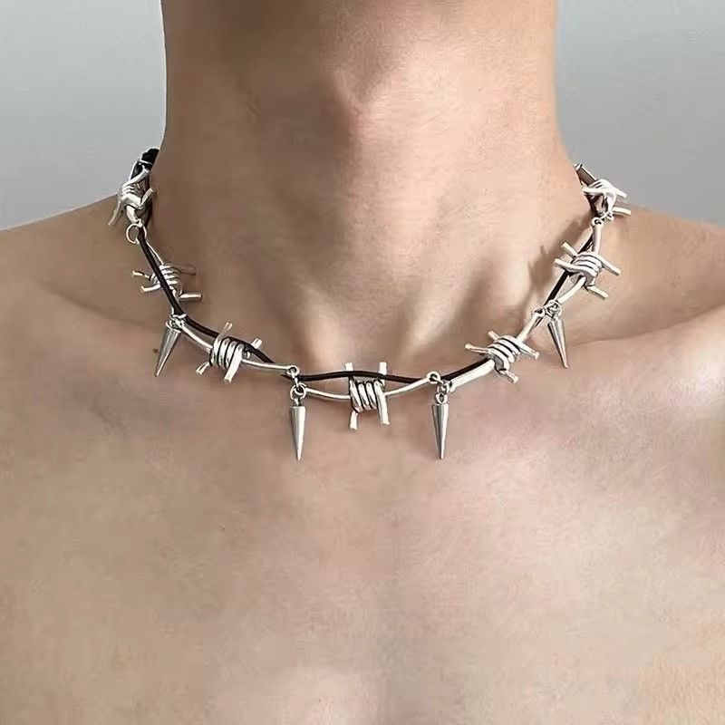 Jewelry Punk Metal Thorn Rivet Choker Necklace Size ONE SIZE - 1 Thumbnail