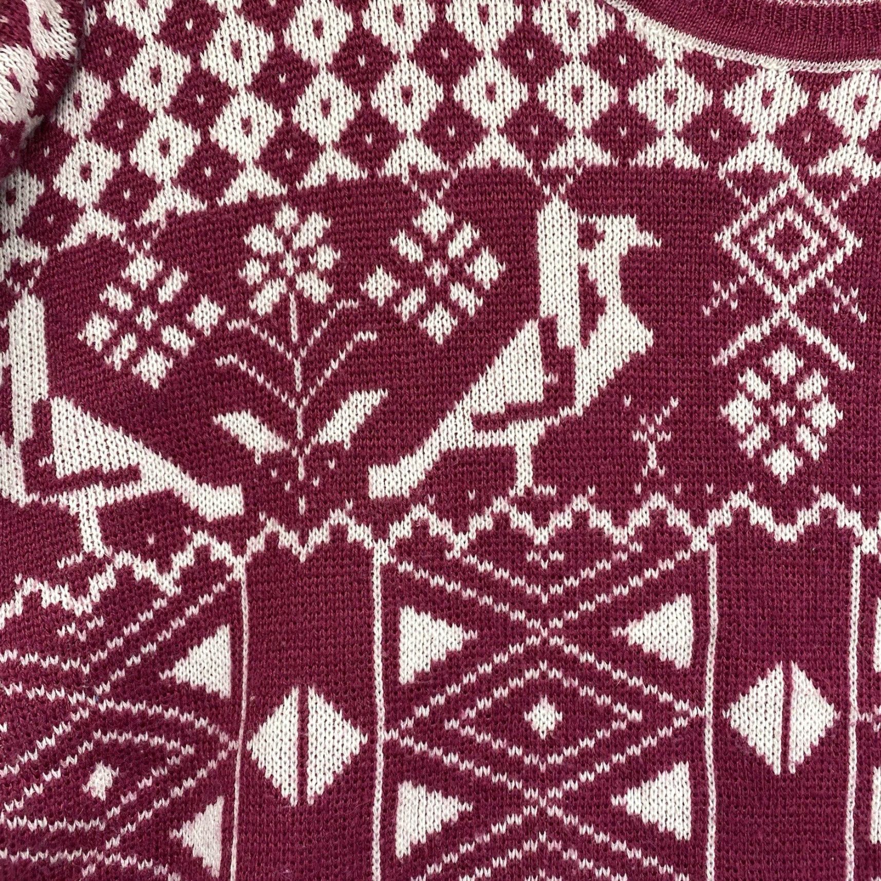 Gloverall VINTAGE 1980s Wool Acrylic Bird Print Sweater Women's S/M Collared Art Deco Purple White Size S / US 4 / IT 40 - 7 Thumbnail