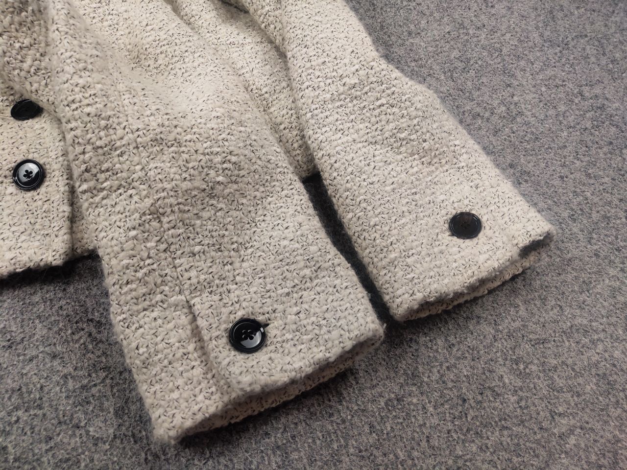 ME+EM Me+Em Meanden Tweed Crop Blazer Button Jacket Wool Blend Size XL / US 12-14 / IT 48-50 - 8 Thumbnail