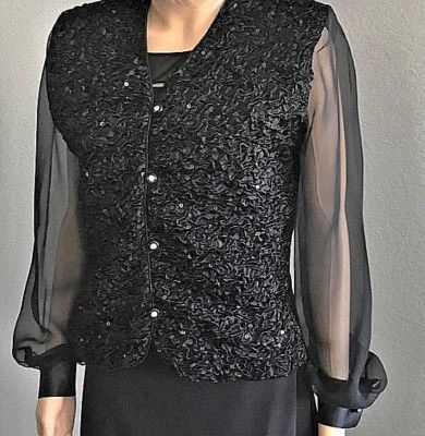 Other Vintage JEFFREY & DARA EVENINGS Textured Sheer Sleeve Jacket Size XL / US 12-14 / IT 48-50 - 7 Thumbnail
