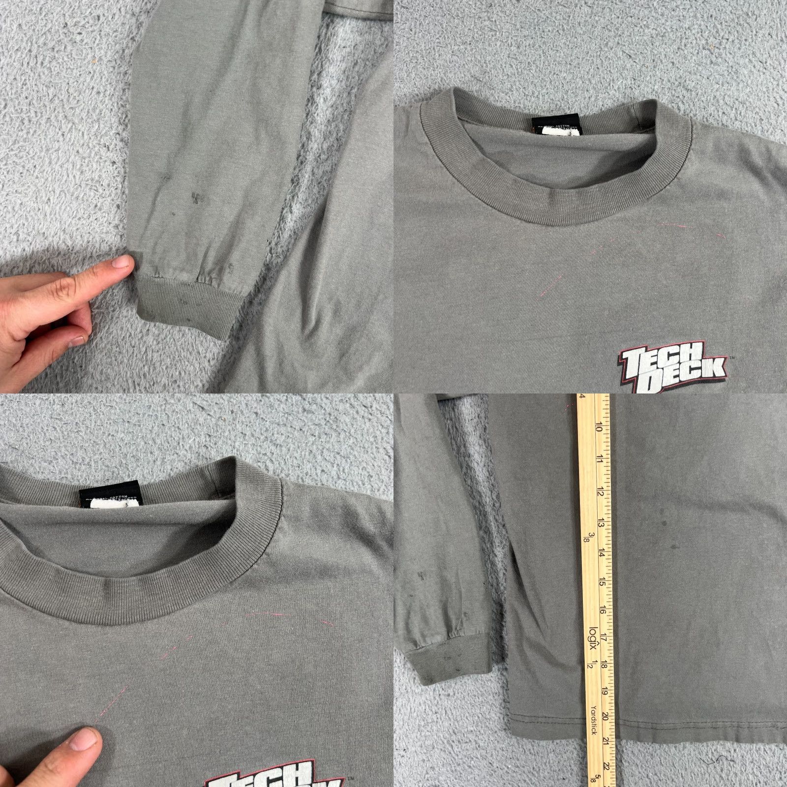 Vintage VINTAGE Tech Deck Long Sleeve T-Shirt Mens XS Gray Graphic Print 90s Skater Grunge Size US XS / EU 42 / 0 - 8 Thumbnail