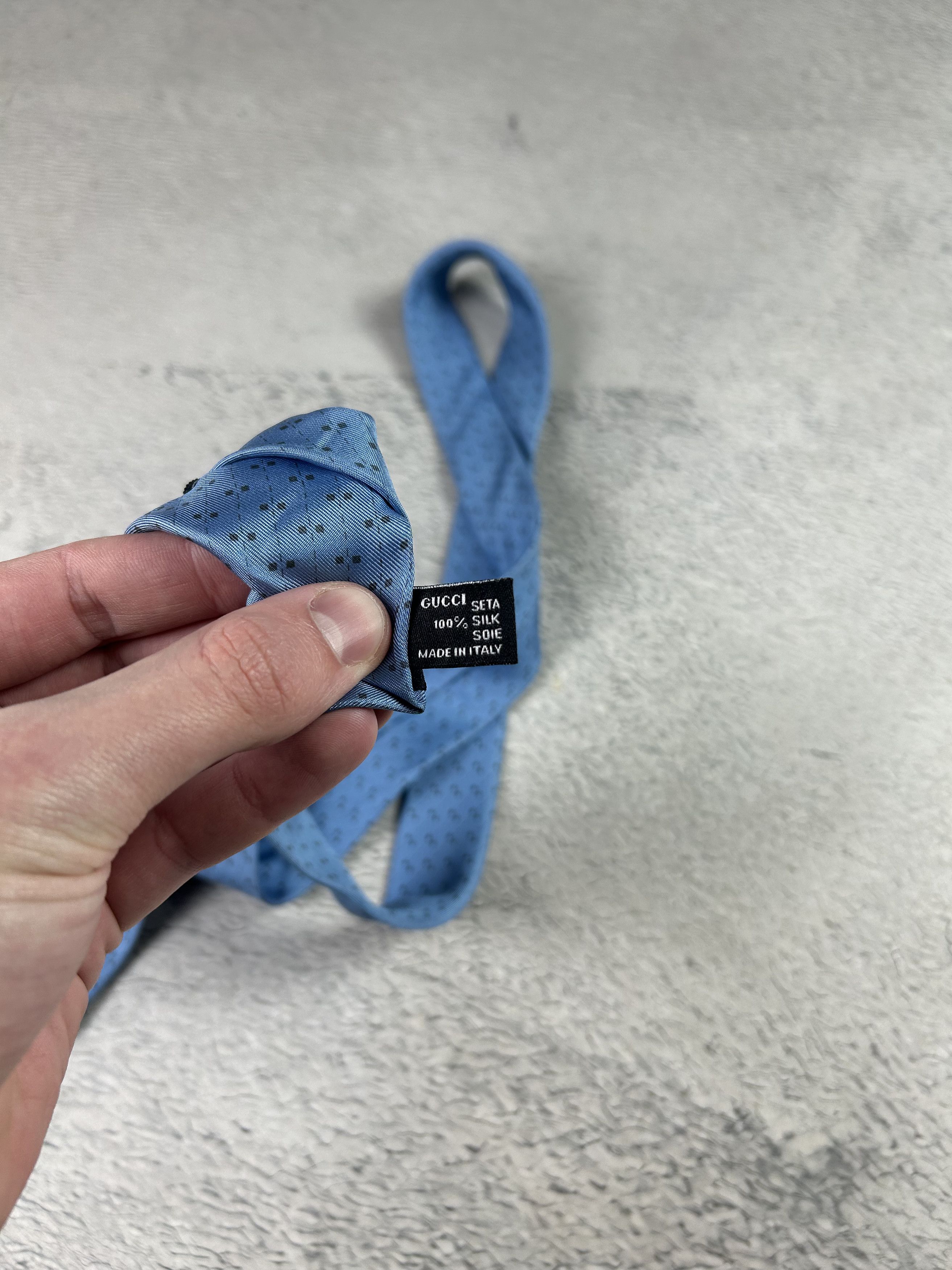 Gucci Gucci Silk Tie Blue Classic Made In Italy Size ONE SIZE - 4 Thumbnail