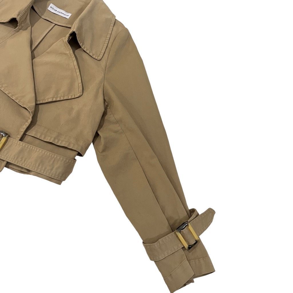 Other NOUR HAMMOUR Hatti Cropped Canvas Trench Jacket in Khaki Size M / US 6-8 / IT 42-44 - 4 Thumbnail