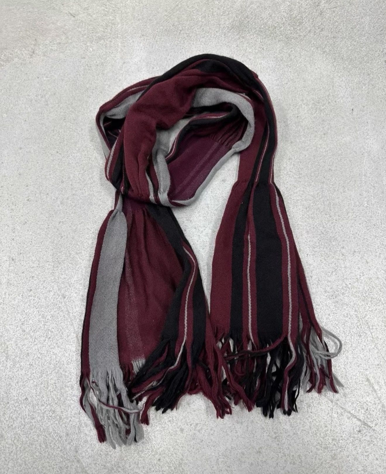 Yohji Yamamoto Y's Wool Striped Scarf in Skirt-Style Design