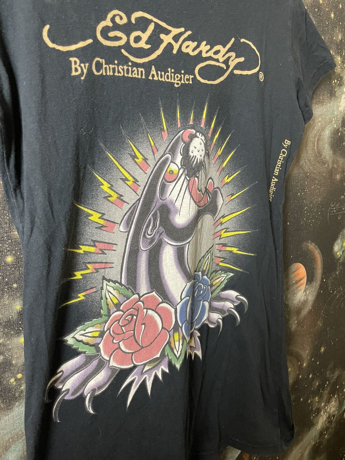 Christian Audigier × Ed Hardy × Japanese Brand Women T-shirt Ed Hardy Vintage Big Logo Rare Japanese Brand Size L / US 10 / IT 46 - 3 Thumbnail