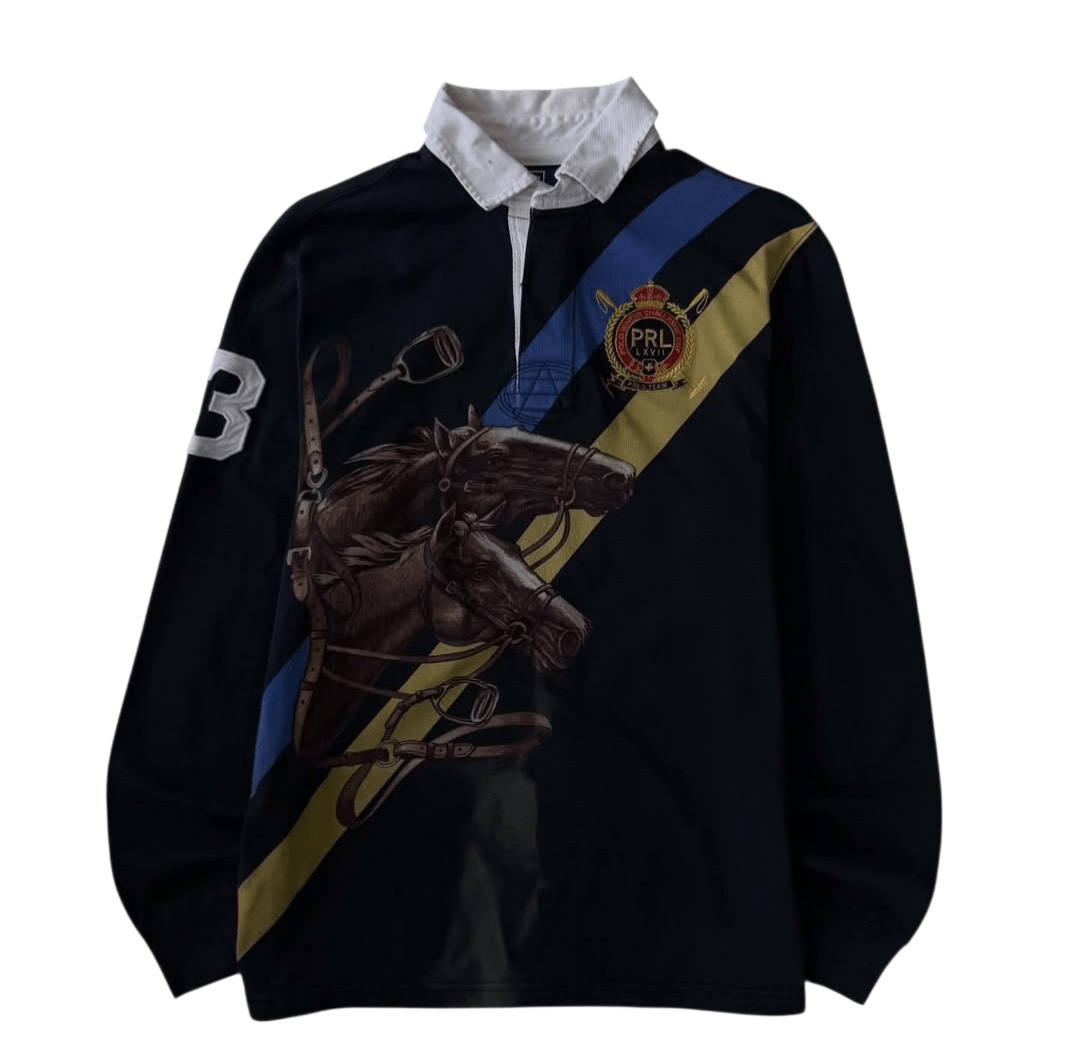 Polo Ralph Lauren Vintage Polo Ralph Lauren Equestrian Horseman Rugby Shirt Size US L / EU 52-54 / 3 - 1 Thumbnail