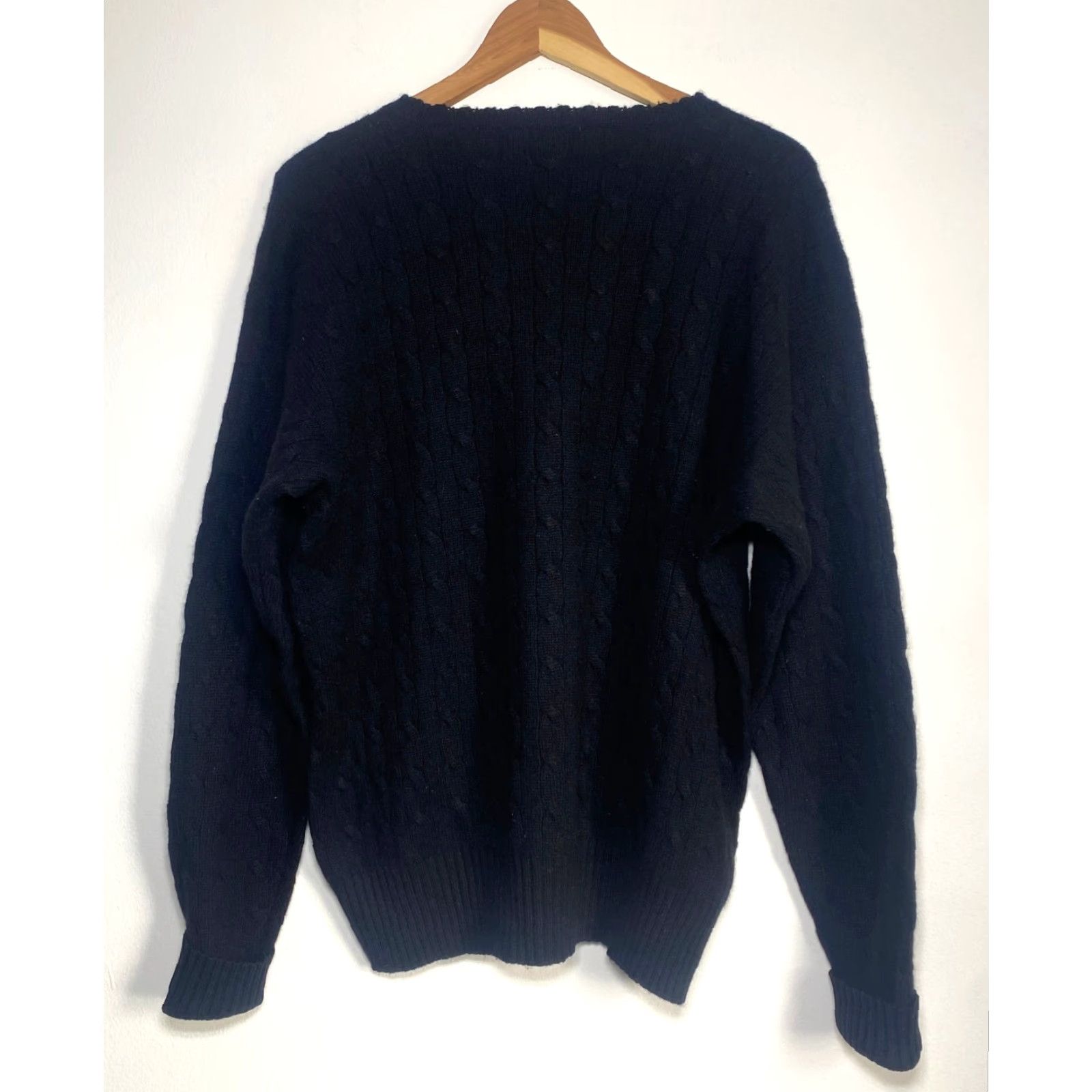 Polo Ralph Lauren MEN'S VINTAGE Polo Ralph Lauren Cable Knit Cashmere Sweater Black Sz 44 L US Size US L / EU 52-54 / 3 - 2 Thumbnail