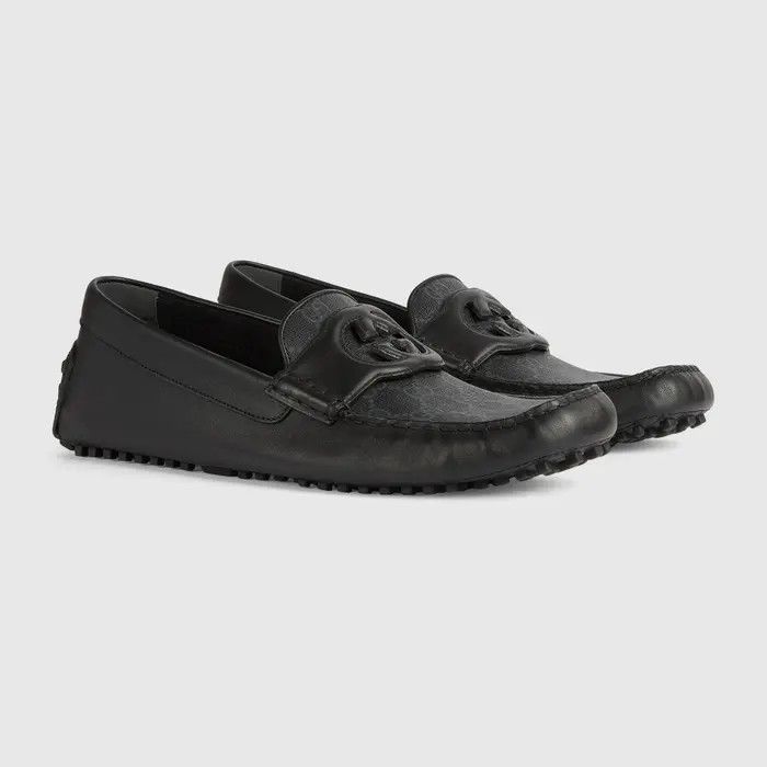 Gucci o1s1wg111025 Men's Driver With Interlocking G Shoes in Black Size US 10.5 / EU 43-44 - 3 Thumbnail