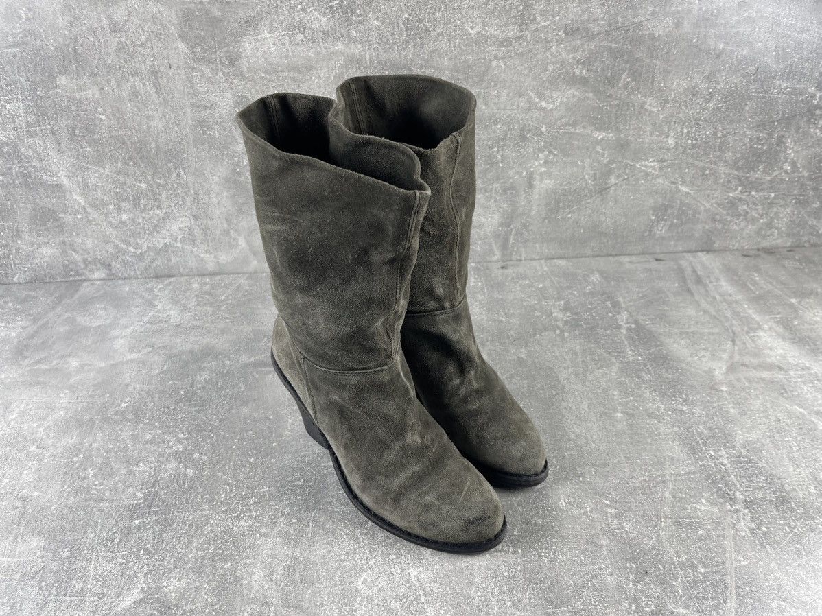 Fiorentini + Baker Fiorentini + Baker Distressed Suede Mid Calf Wedge Boots Size US 7 / IT 37 - 3 Thumbnail