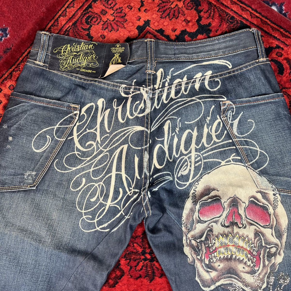 Christian Audigier Christian Audigier Jeans Skull Graphic Big Back Print Wide Size US 32 / EU 48 - 8 Thumbnail