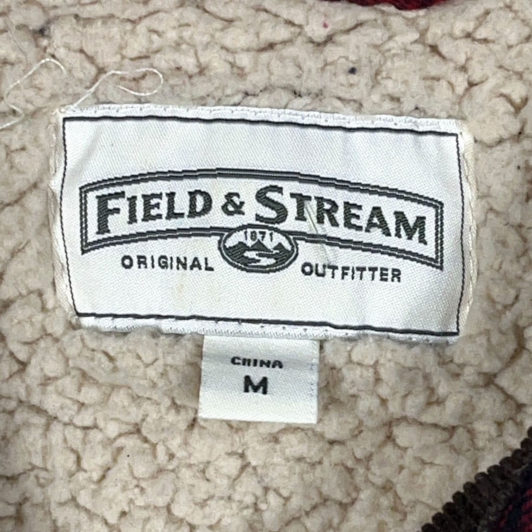 Vintage Field & Stream Shacket Men M Red Plaid Flannel Shirt Jacket Sherpa Lined Regular Jacket Size US M / EU 48-50 / 2 - 4 Thumbnail