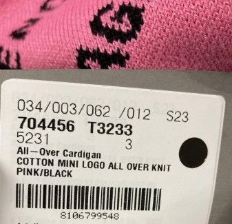Balenciaga o1la1rc1a1024 Mini Allover Logo Cardigan in Pink/Black Size S / US 4 / IT 40 - 7 Thumbnail